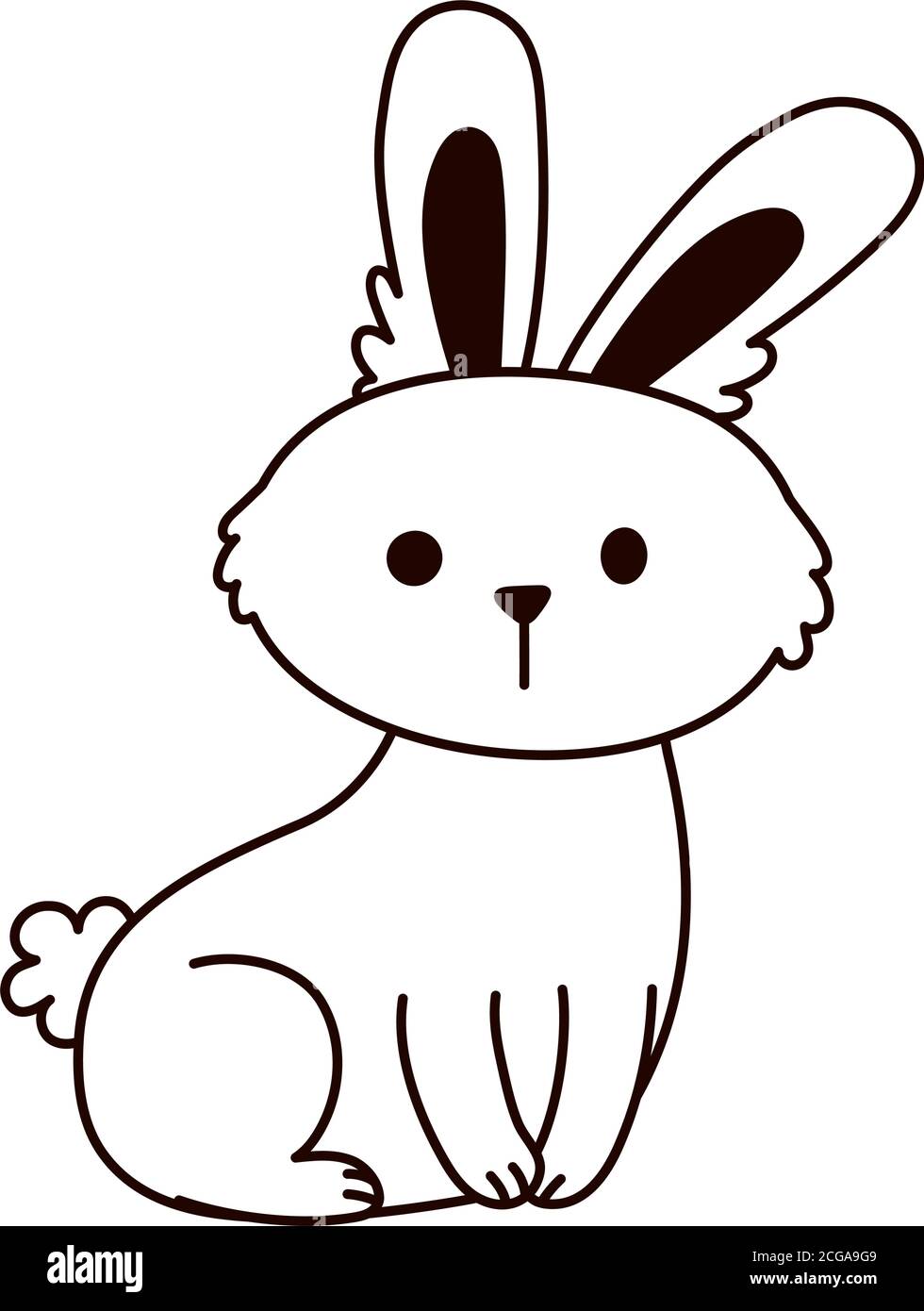 rabbit sitting animal cartoon isolated icon line style vector ...