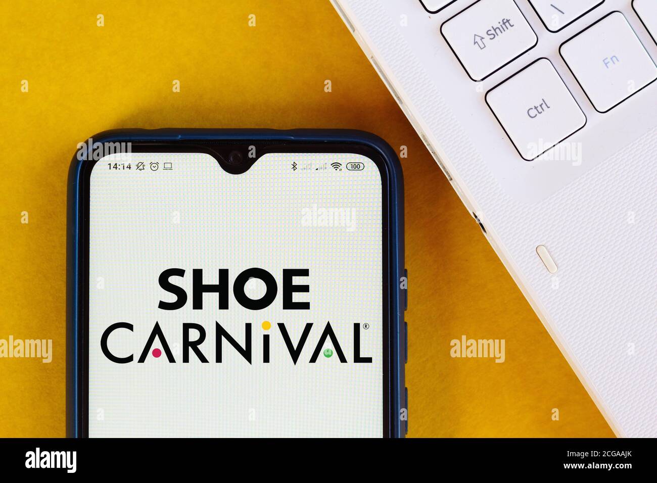 In this photo illustration the Shoe Carnival logo displayed on a