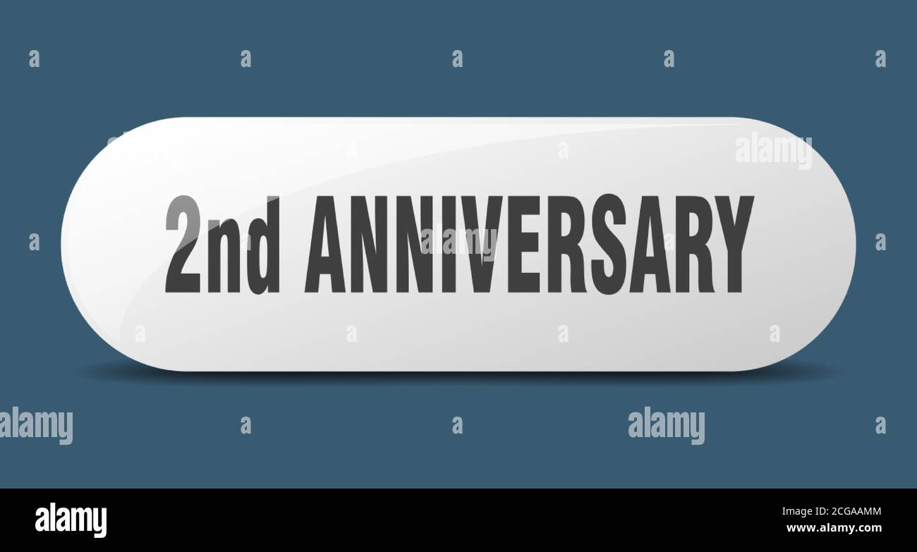2nd anniversary button. rounded glass sign. sticker. banner Stock Vector