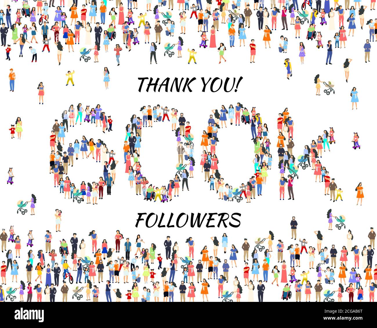 Thank you followers peoples, 600k online social group, happy banner ...