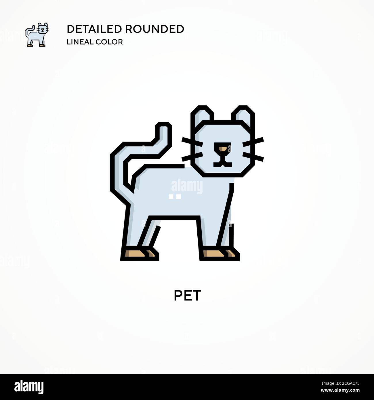 Cat Detailed Rounded Lineal color icon