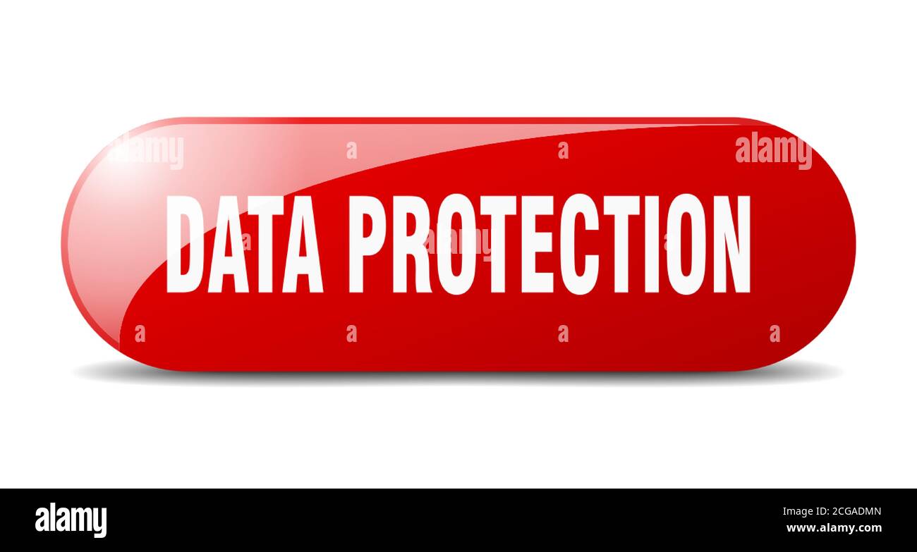 data protection button. rounded glass sign. sticker. banner Stock Vector