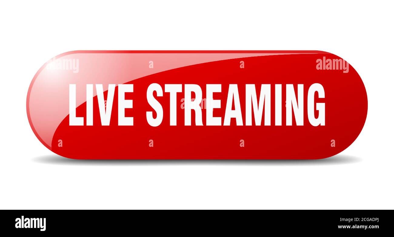 live streaming button. rounded glass sign. sticker. banner Stock Vector ...