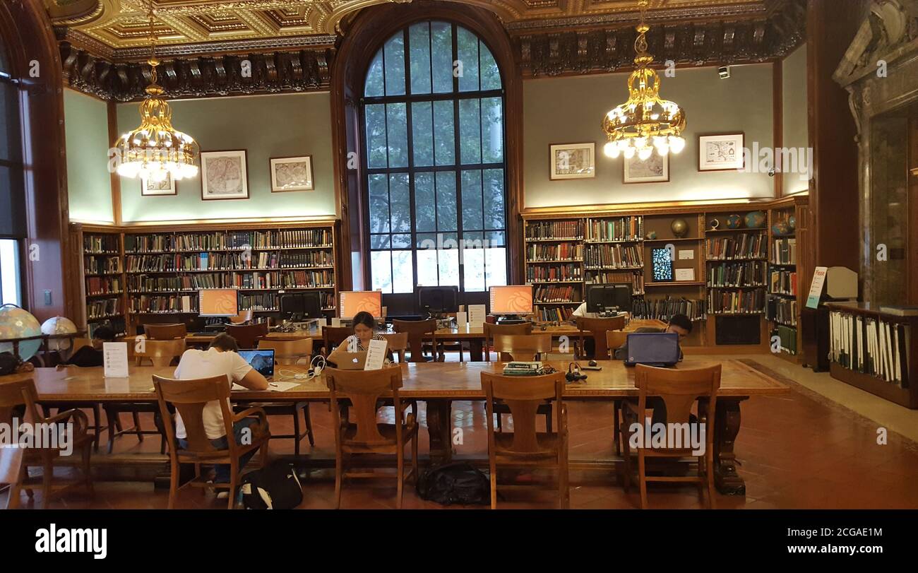 The interior of the Map Room, New York City Public Library, United