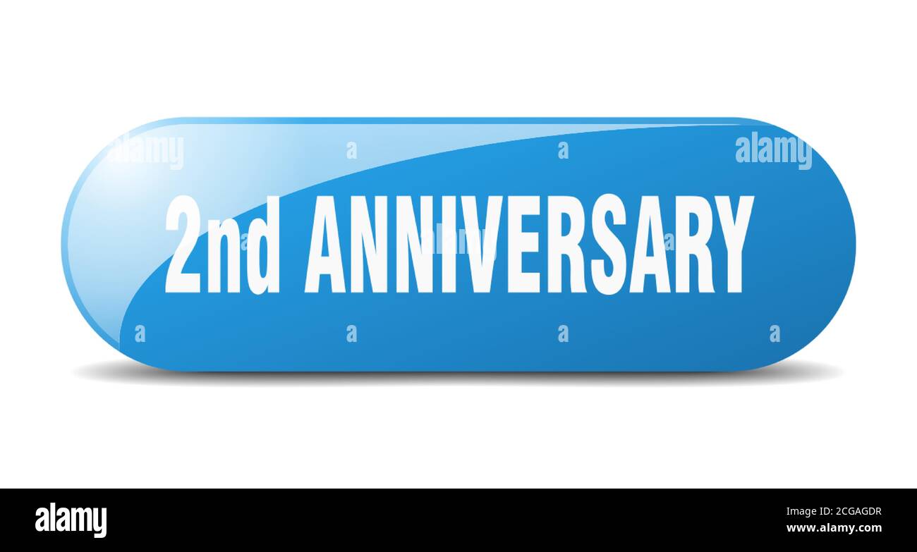 2nd anniversary button. rounded glass sign. sticker. banner Stock Vector