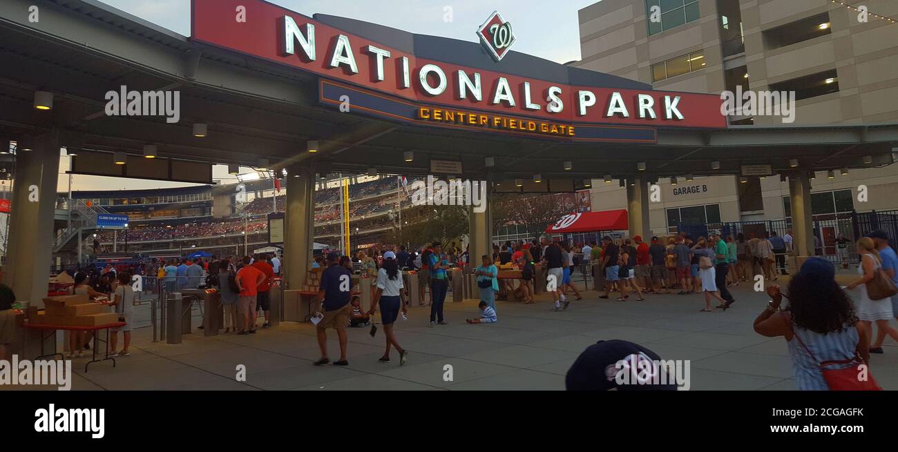 Nationals Park center field gate, home of the Washington Nationals Major League Baseball team, Washington D.C., United States Stock Photo