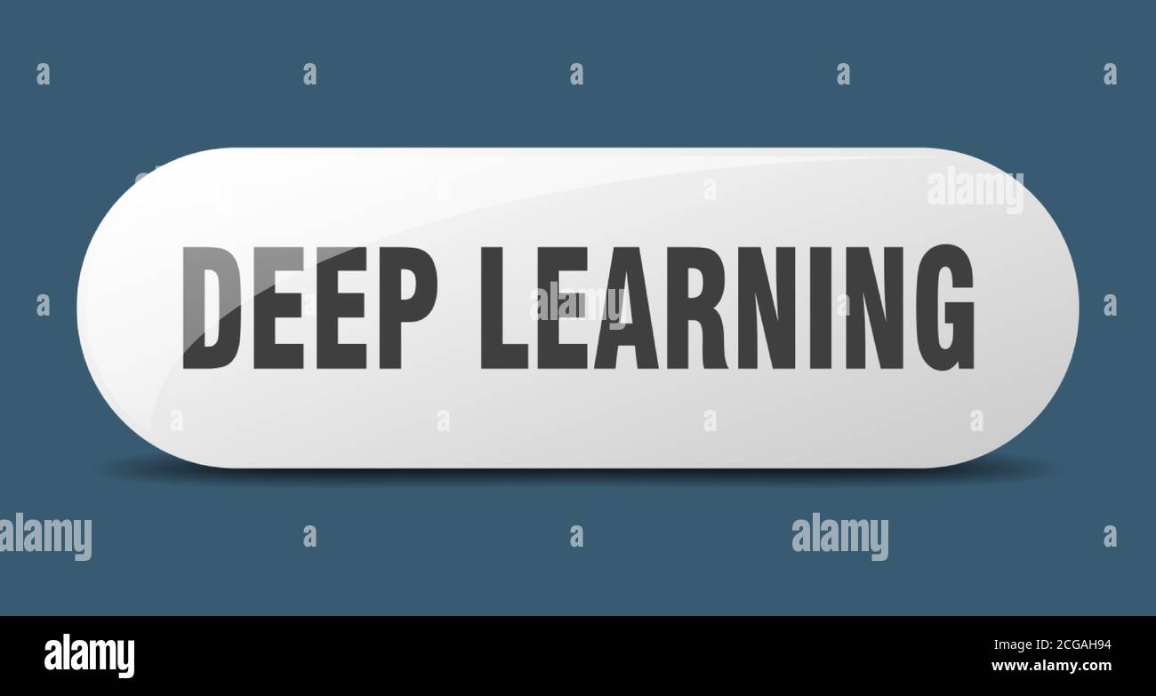 deep learning button. rounded glass sign. sticker. banner Stock Vector