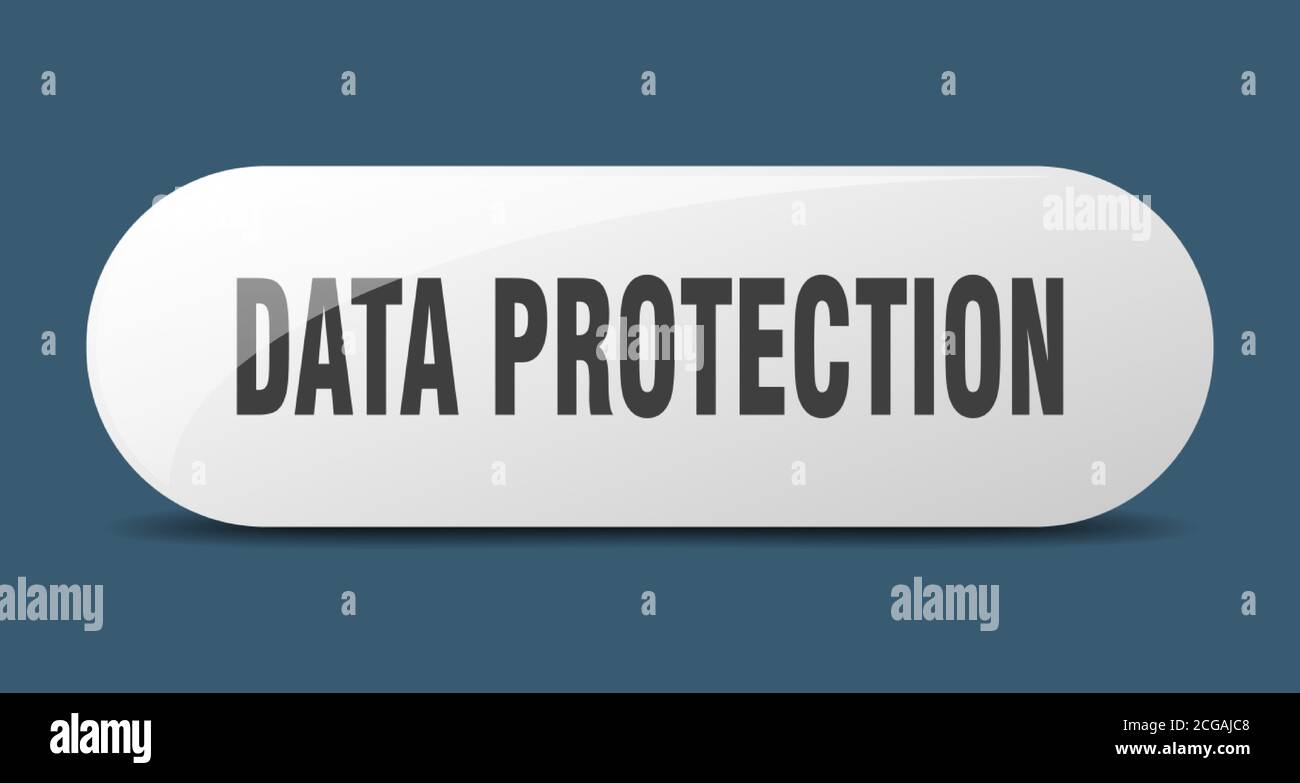 data protection button. rounded glass sign. sticker. banner Stock Vector