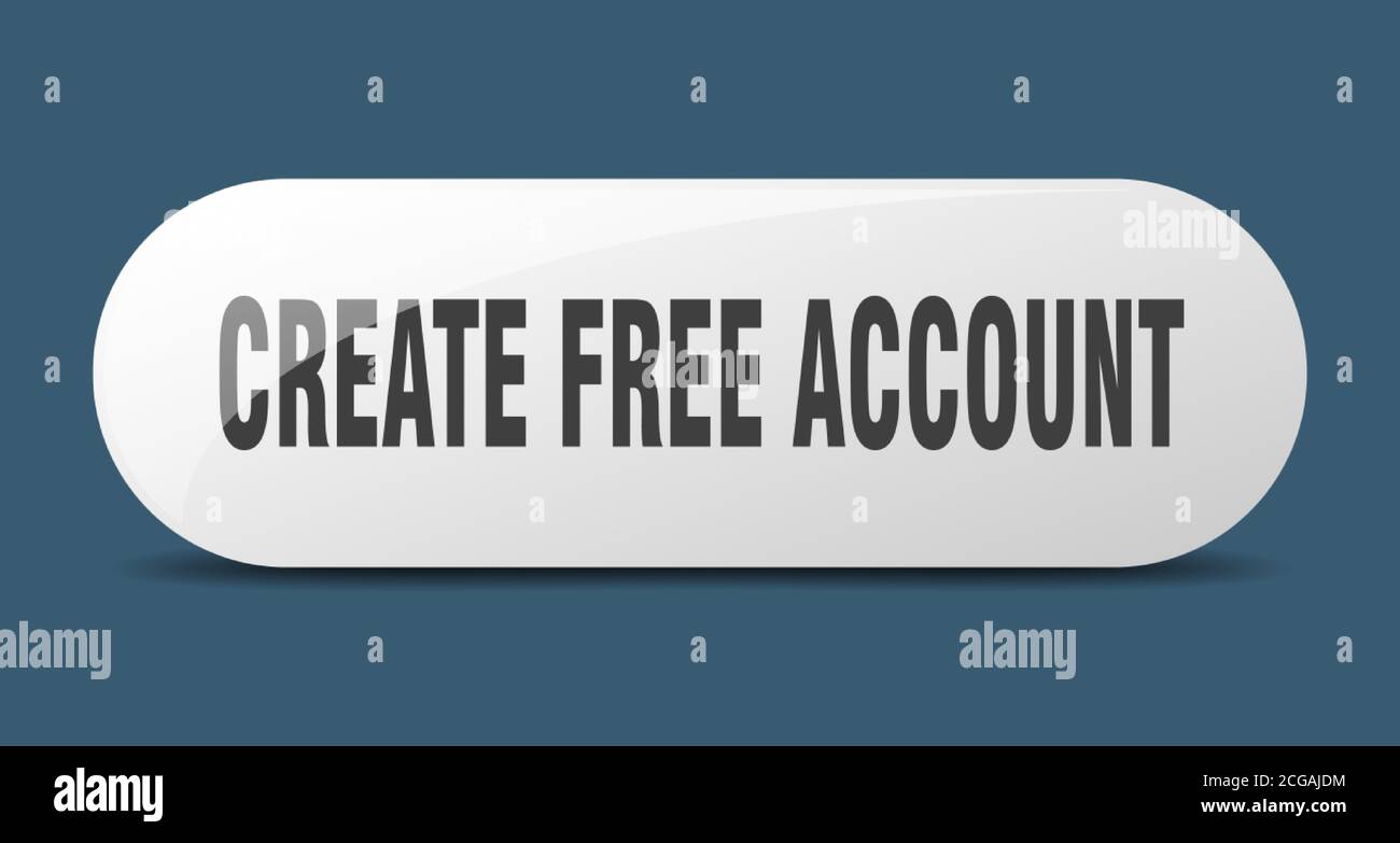 create free account button. rounded glass sign. sticker. banner Stock ...
