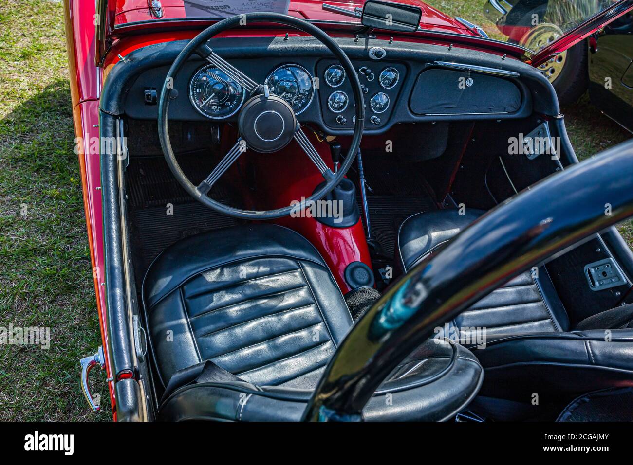 Savannah, GA / USA April 21, 2018 1961 Triumph TR3 at a car show in
