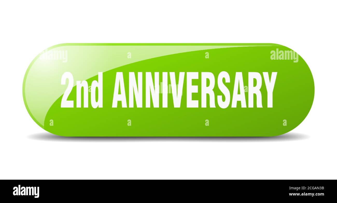2nd anniversary button. rounded glass sign. sticker. banner Stock Vector