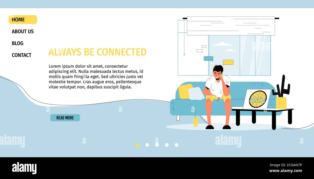 Always stay connected landing page design template Stock Vector