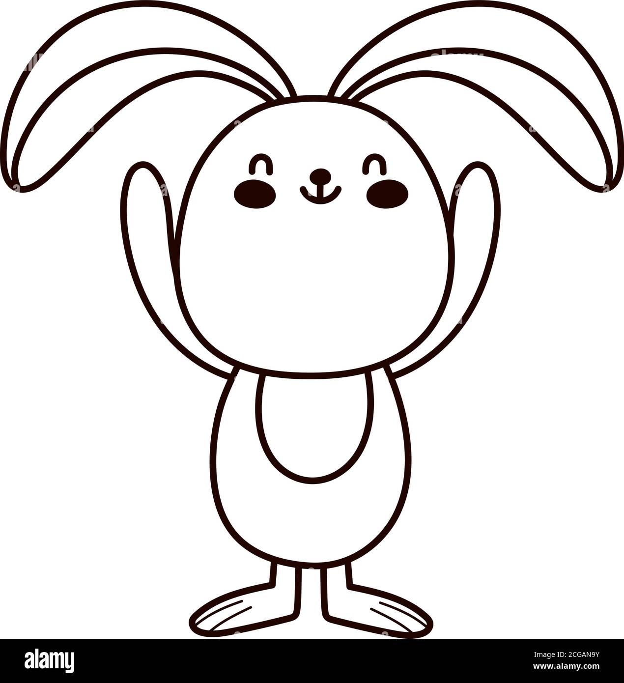 rabbit animal cartoon isolated icon line style vector illustration ...