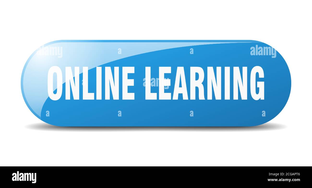online learning button. rounded glass sign. sticker. banner Stock ...