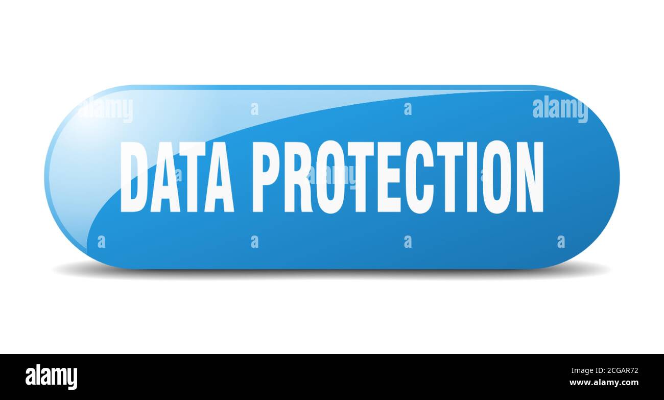 data protection button. rounded glass sign. sticker. banner Stock Vector