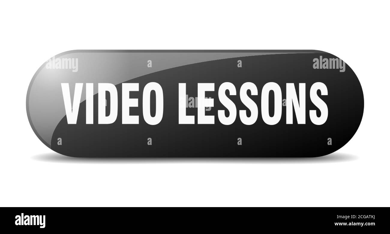 video lessons button. rounded glass sign. sticker. banner Stock Vector