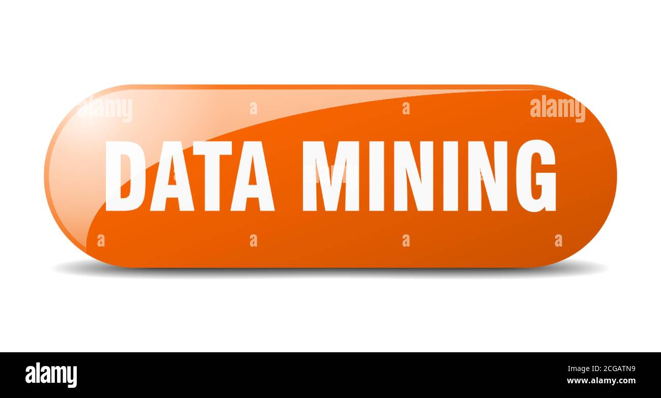 data mining button. rounded glass sign. sticker. banner Stock Vector