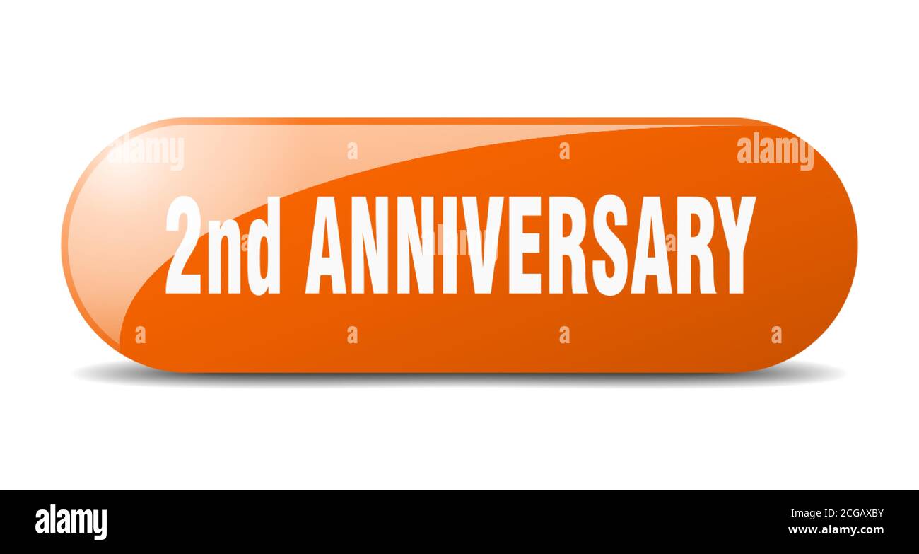 2nd anniversary button. rounded glass sign. sticker. banner Stock Vector
