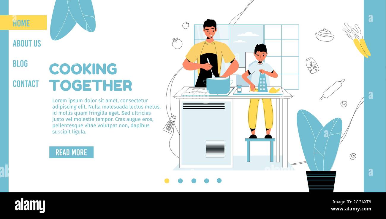 Cooking master class for son child landing page Stock Vector Image ...