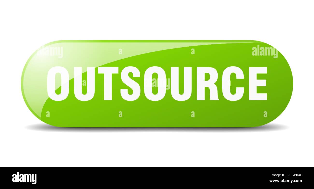 outsource button. rounded glass sign. sticker. banner Stock Vector