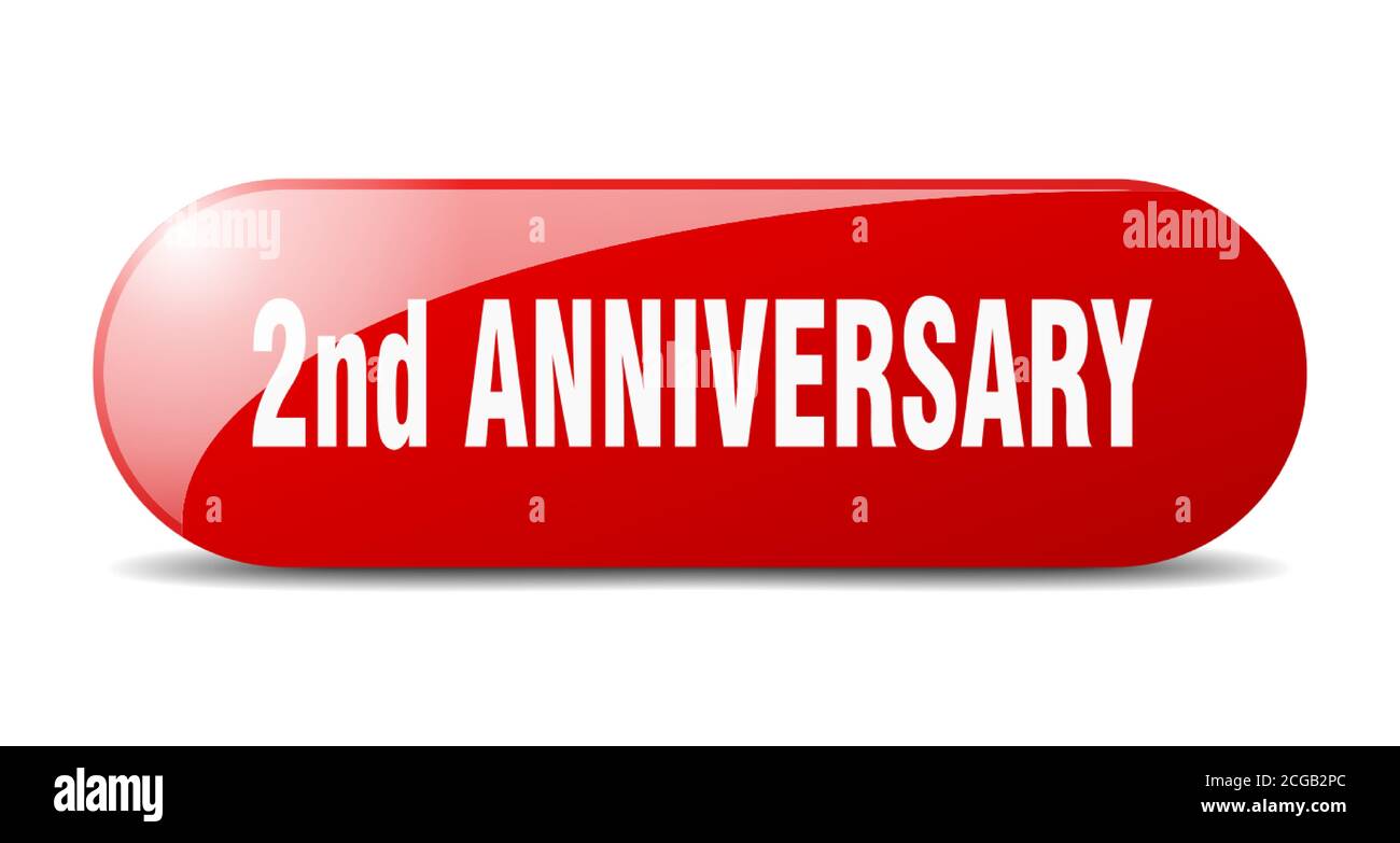 2nd anniversary button. rounded glass sign. sticker. banner Stock Vector