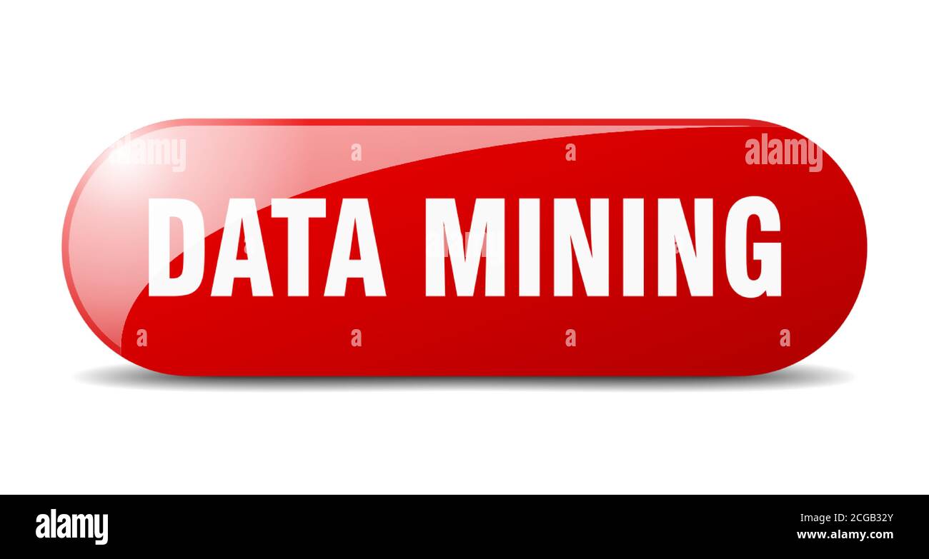data mining button. rounded glass sign. sticker. banner Stock Vector