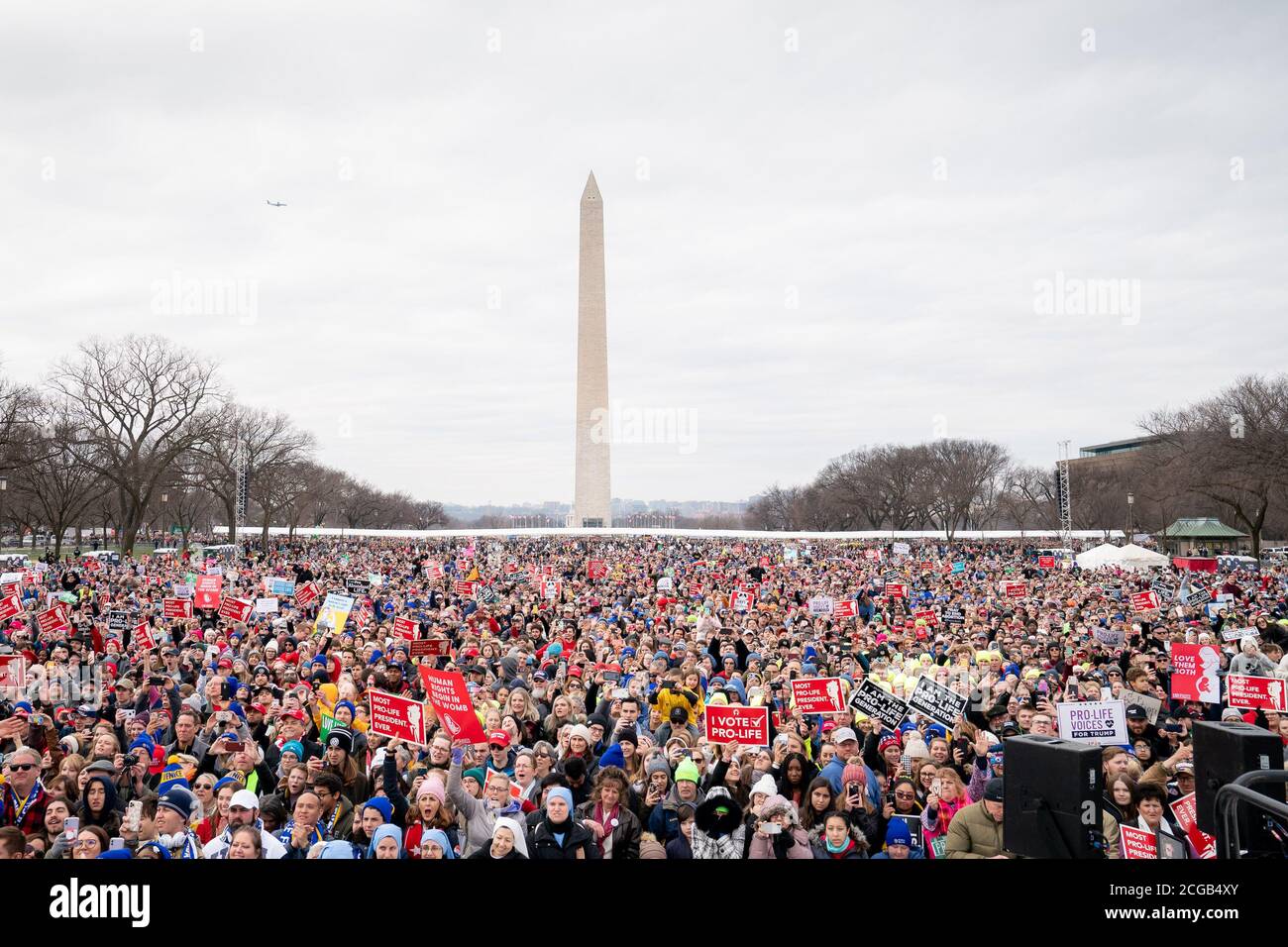 March for Life gathering Friday, January 24, 2020, at the National Mall in Washington, D.C., where President Donald Trump addressed the massive crowd. (USA) Stock Photo