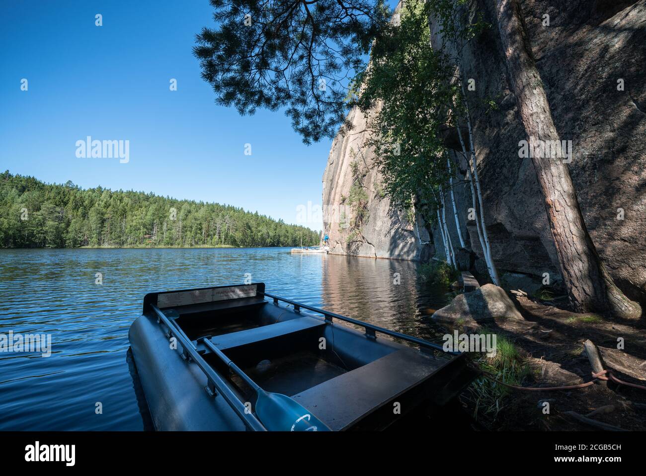 Rock climbing at Olhava in Repovesi National Park, Kouvola, Finland