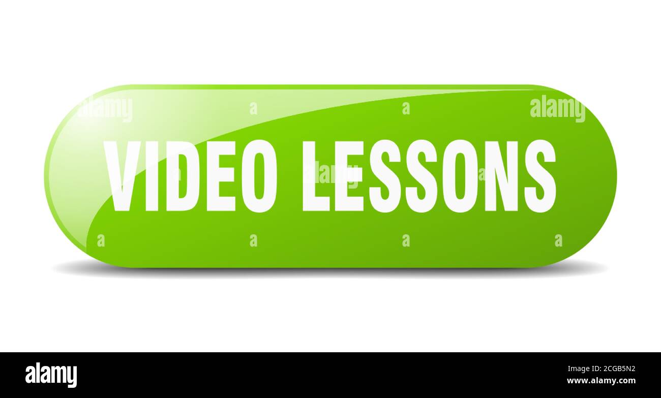video lessons button. rounded glass sign. sticker. banner Stock Vector