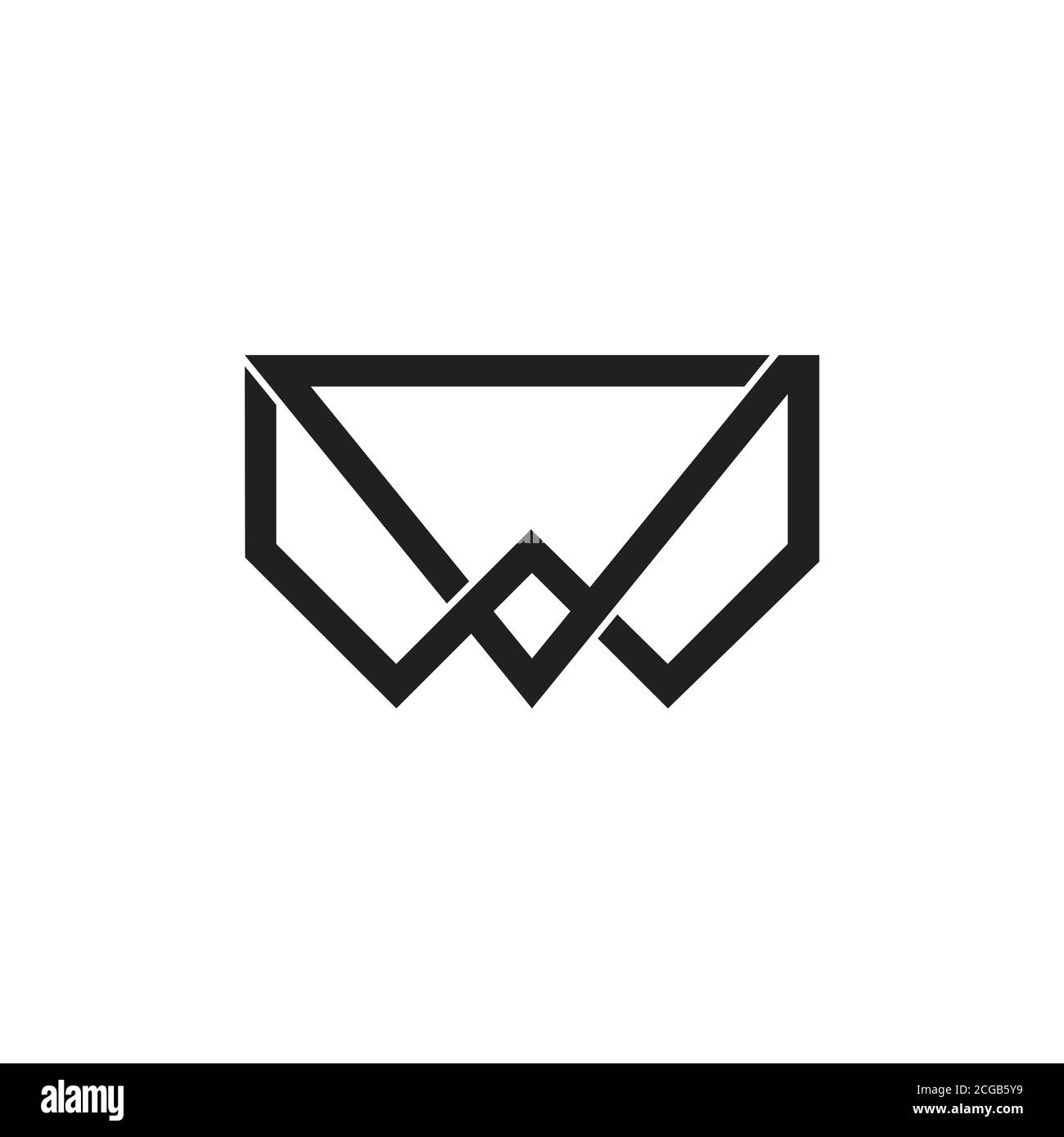 abstract letter vw overlapping line logo vector Stock Vector