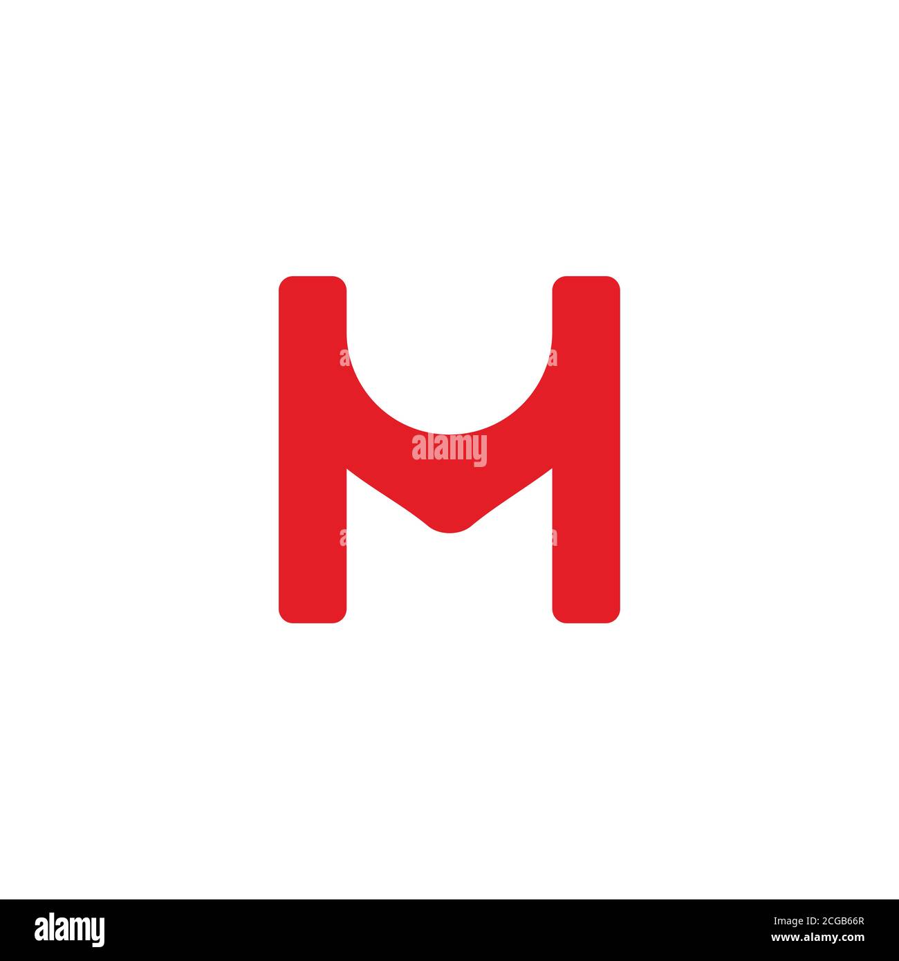 letter HM simple geometric curves logo vector Stock Vector