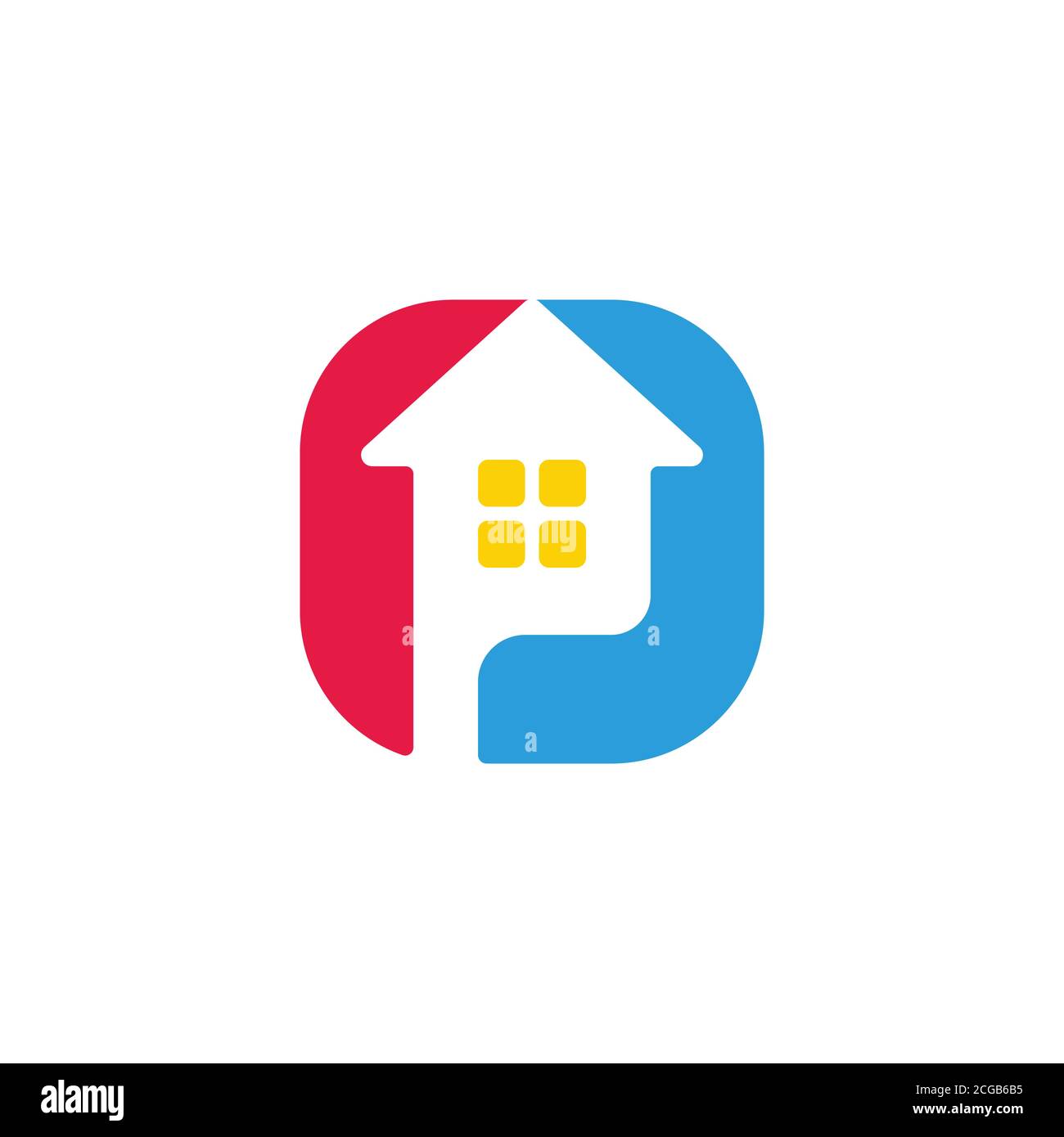 abstract home arrow up square letter p logo vector Stock Vector