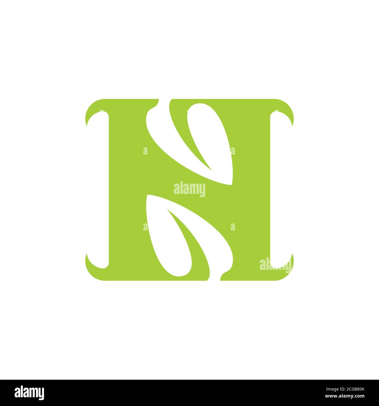 letter n leaf geometric curves logo vector Stock Vector