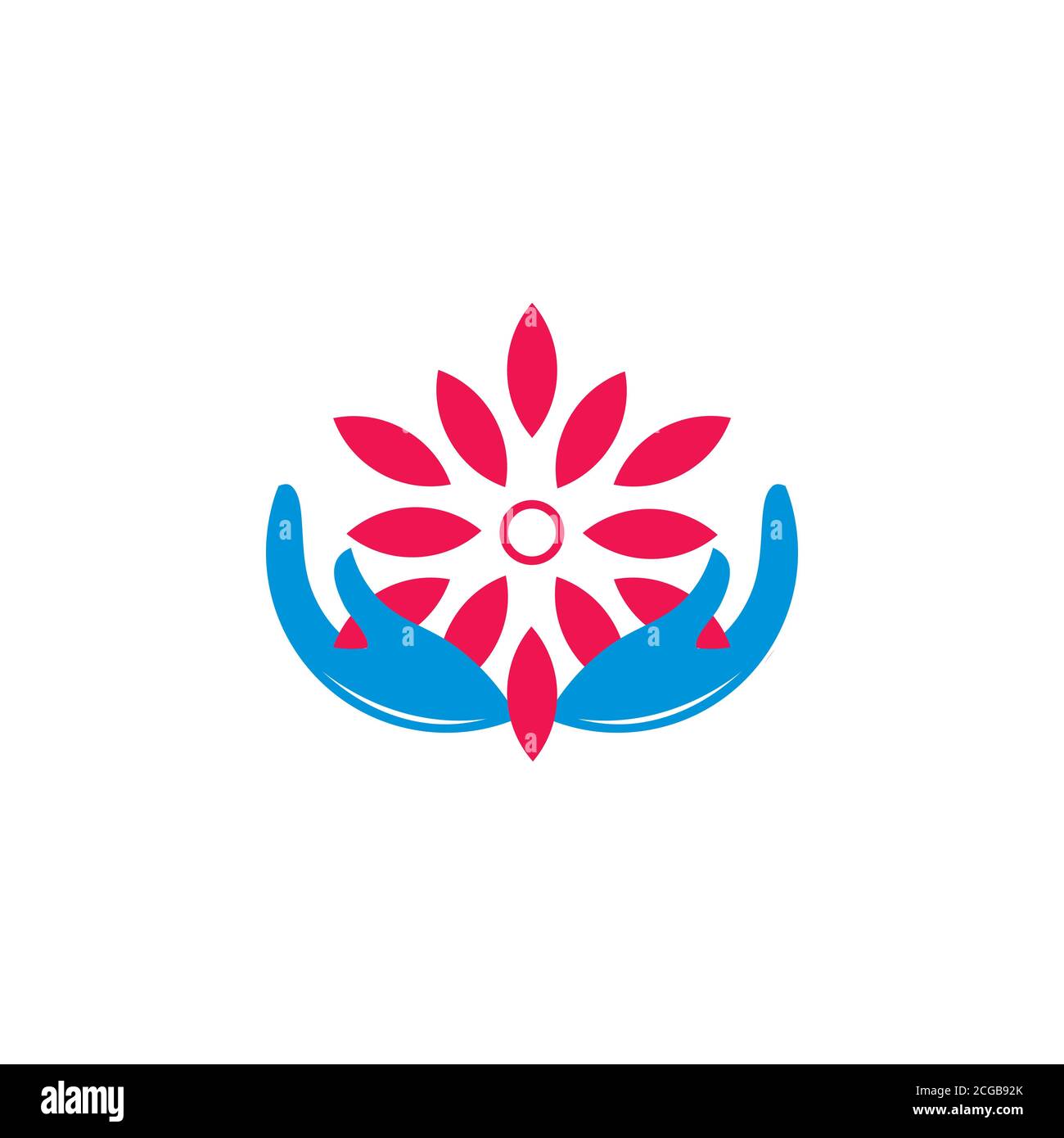 hand care sun light energy logo vector Stock Vector