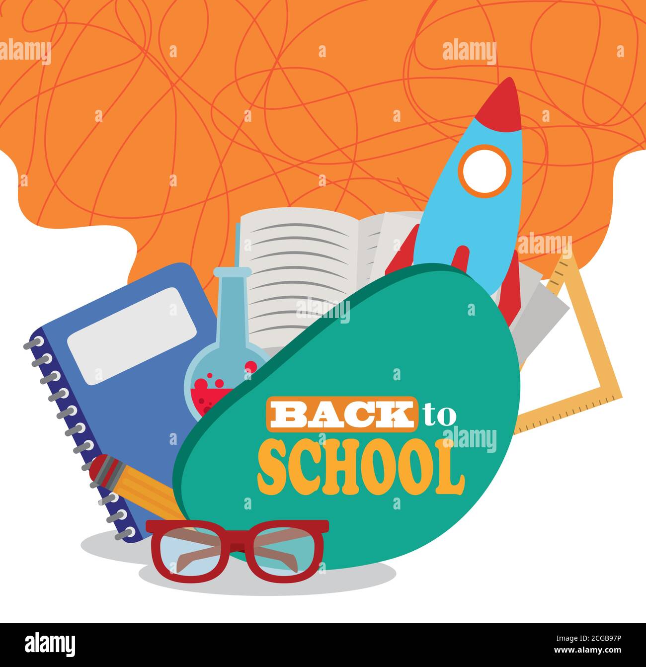 back to school, notebook book ruler pencil and glasses elementary ...