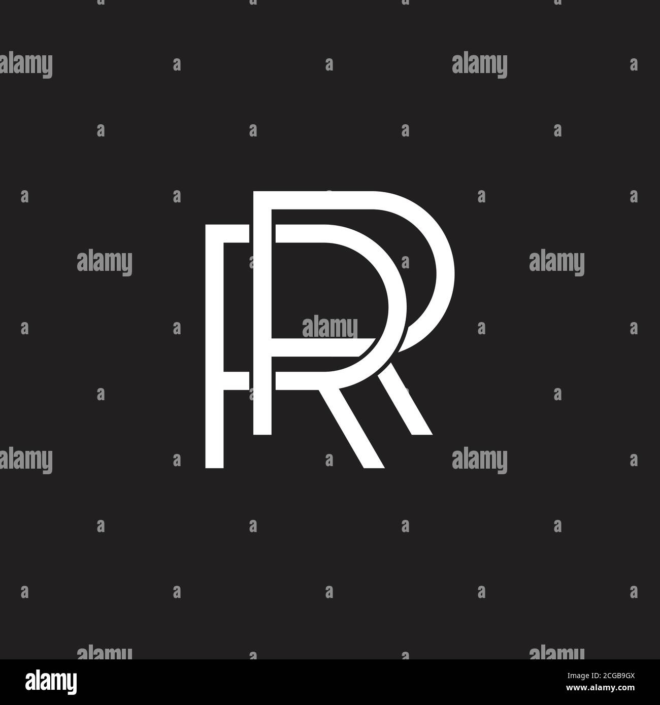 letter RR linked overlapping line geometric logo vector Stock Vector