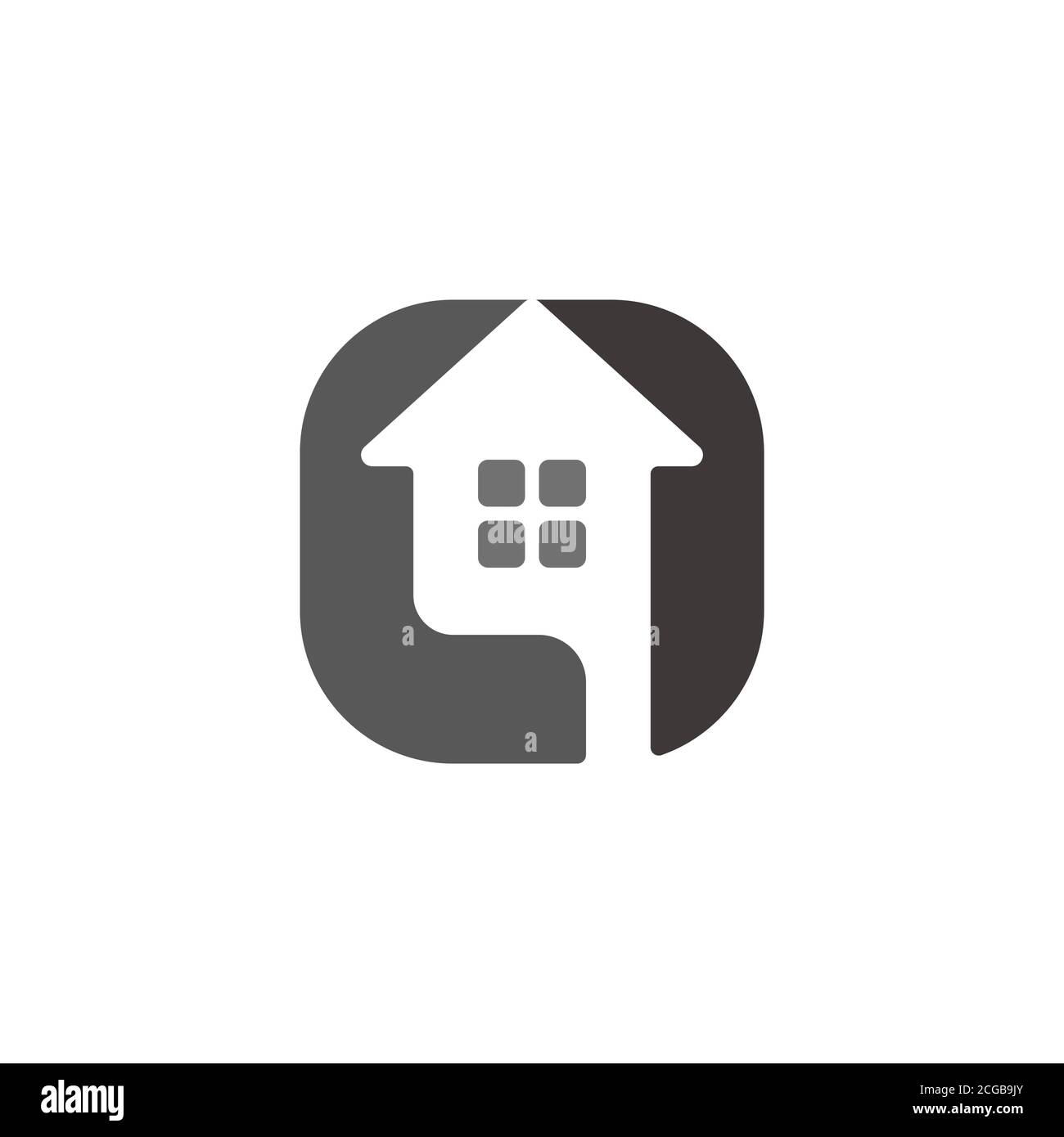 abstract home arrow up square letter q logo vector Stock Vector