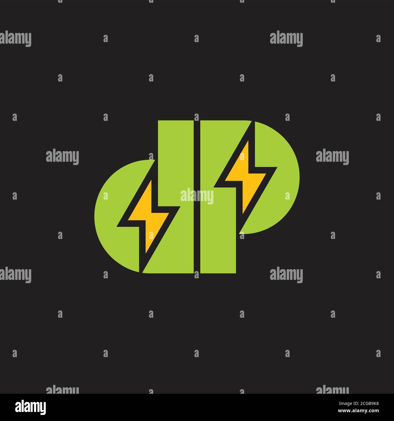 letter dp thunder shape geometric logo vector Stock Vector