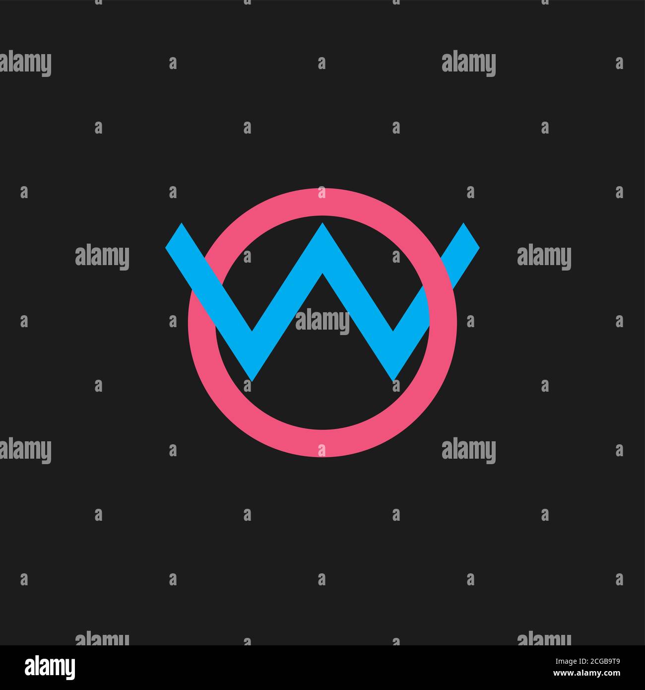 letter ow linked overlapping line logo vector Stock Vector