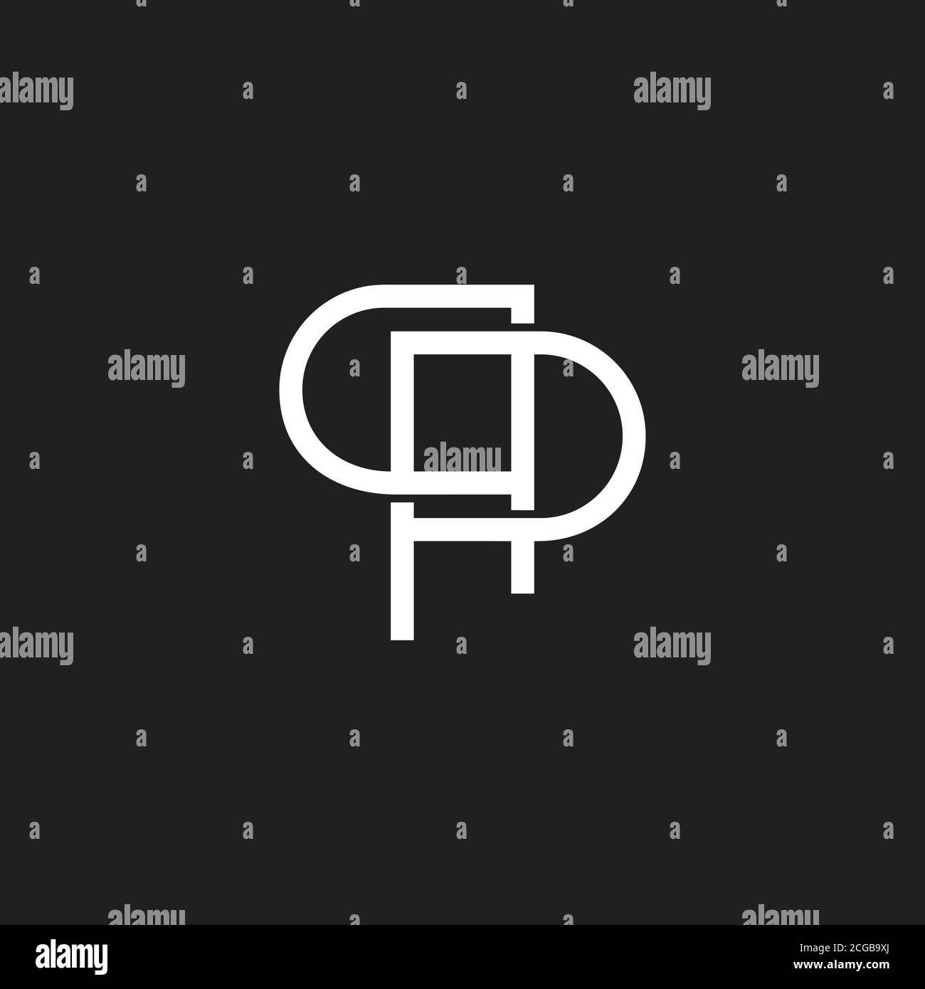 letter qp geometric overlap lines art linked logo vector Stock Vector