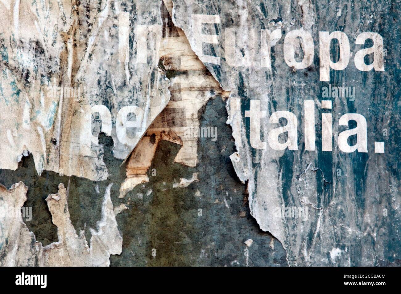 CAPRAROLA - Remains of a local election poster for a pro european party Stock Photo