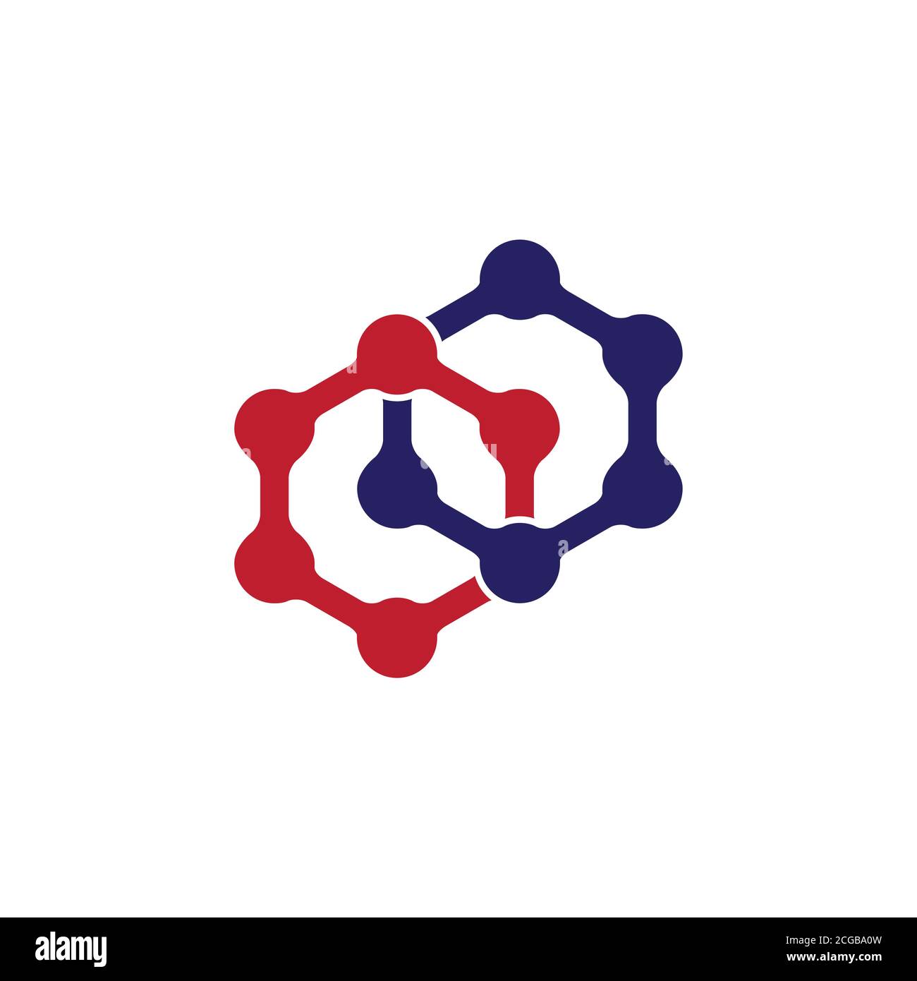 linked hexagonal dots simple logo vector Stock Vector