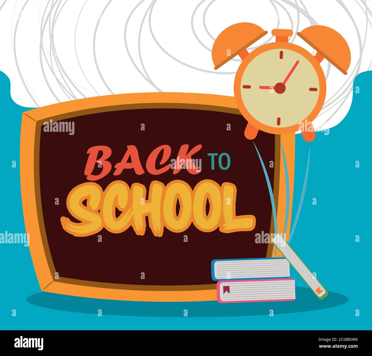 back to school, chalkboard books and alarm clock elementary education ...