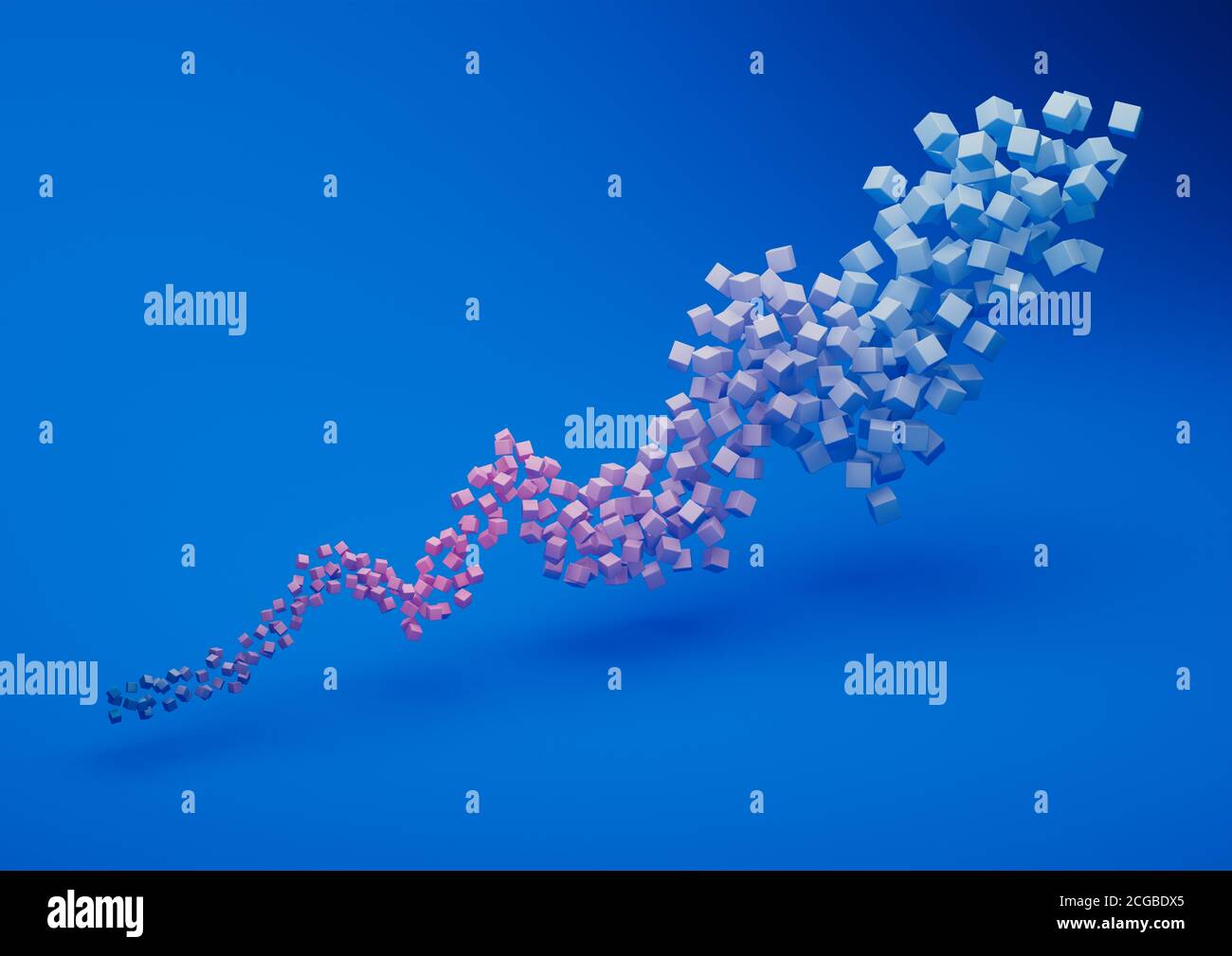 Abstract 3d render, composition, blue background design with pink and ...