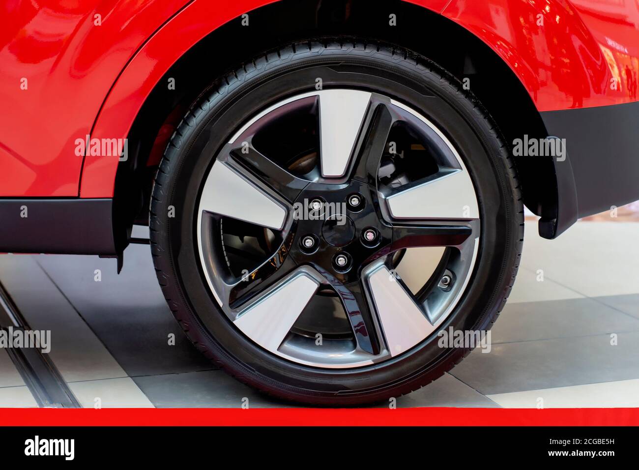 View from the front. It's a beautiful wheel. Close-up. Stock Photo