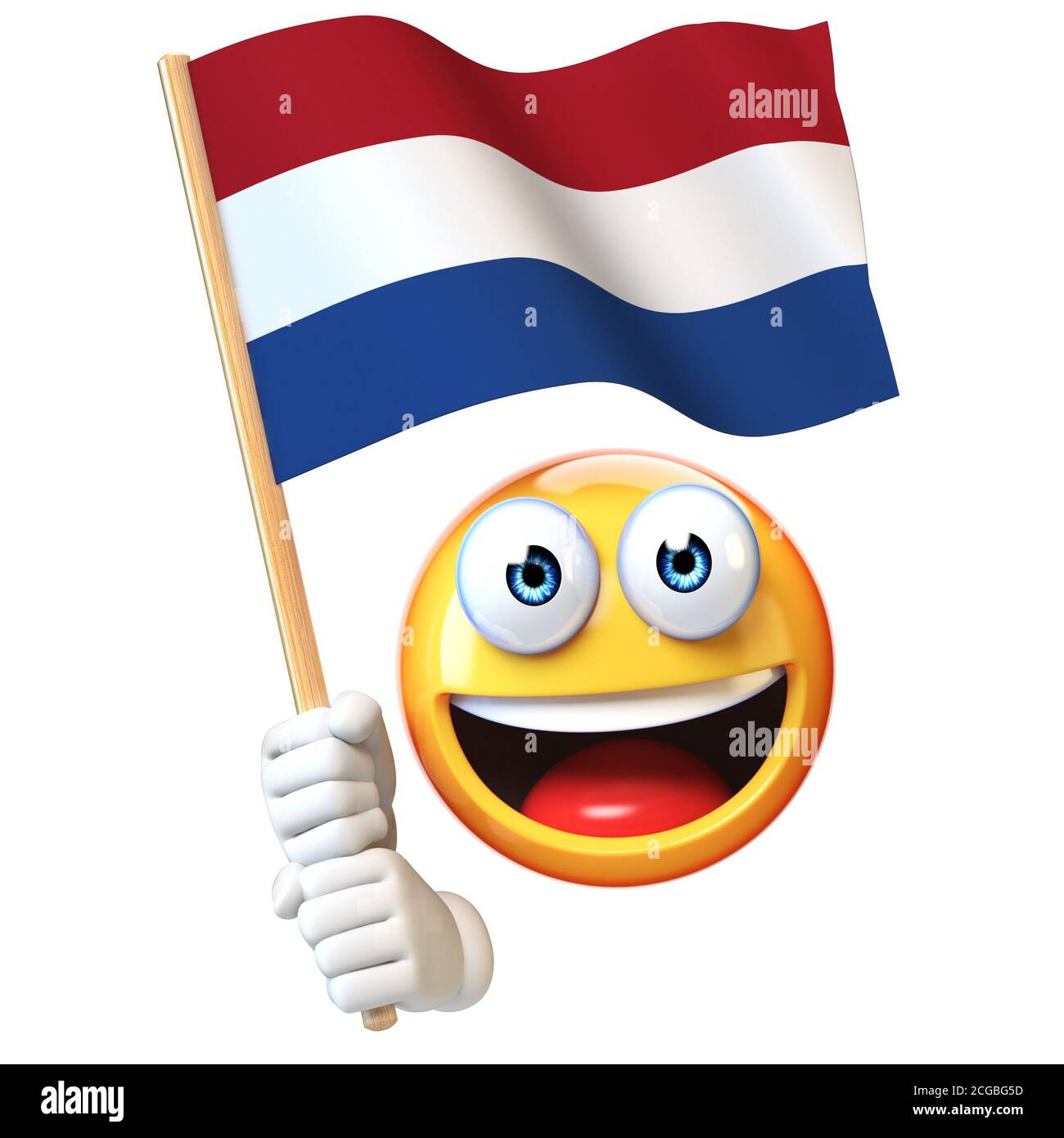 Emoji Holding Netherlands Flag Emoticon Waving National Flag Of Netherlands 3d Rendering Stock
