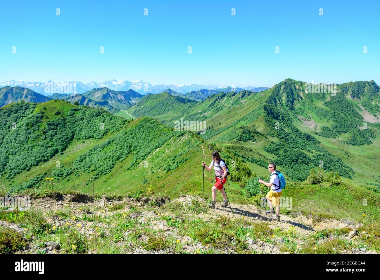 Couple hikers doing trekking hi-res stock photography and images - Alamy