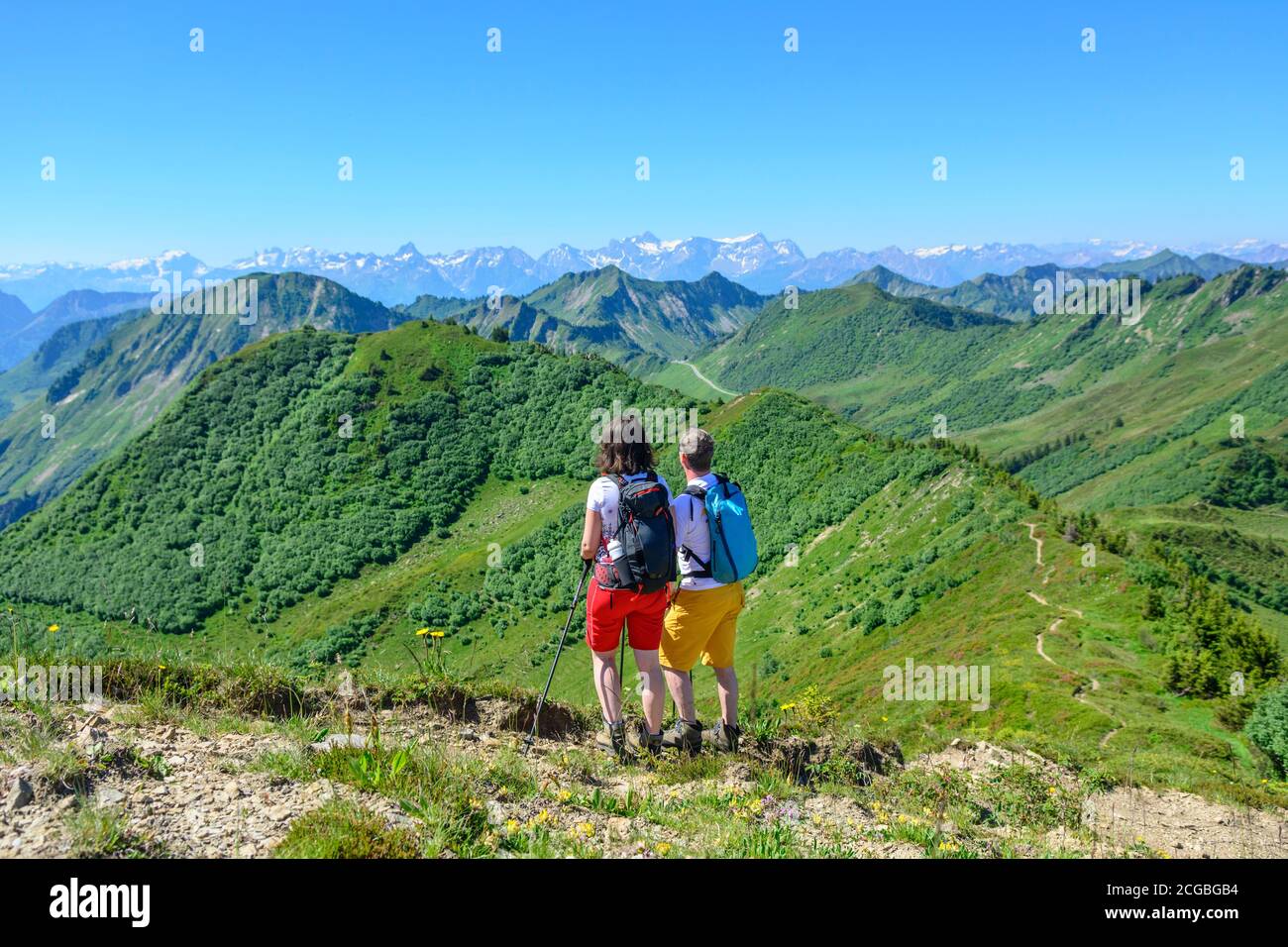 Couple hikers doing trekking hi-res stock photography and images - Alamy