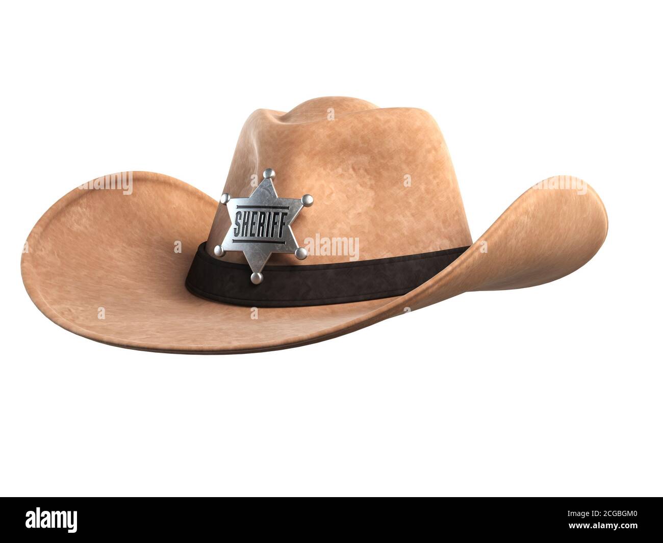 Sheriff hat isolated on white background 3d rendering Stock Photo