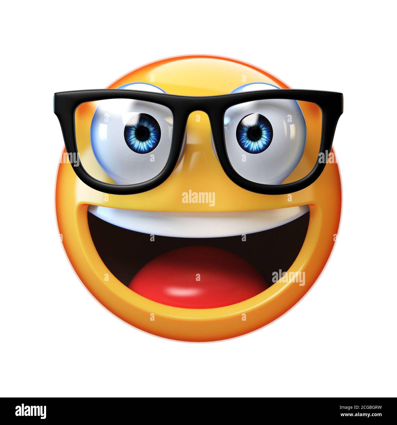 Nerd emoji isolated on white background, emoticon with glasses 3d rendering  Stock Photo - Alamy